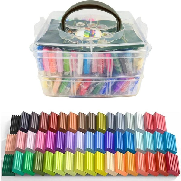 Polymer Clay Kit 50Colors Oven Bake Clay with Modeling Tools and Accessories DIY