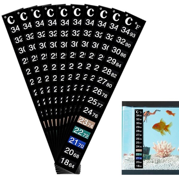 10pcs Aquarium Thermometer Fish Tank Sticker Temperature Strip Dual Scale