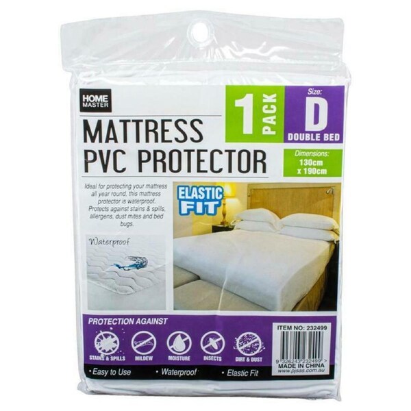 Double Bed Mattress PVC Protector Cover Waterproof Fitted with Elastic 130x190cm