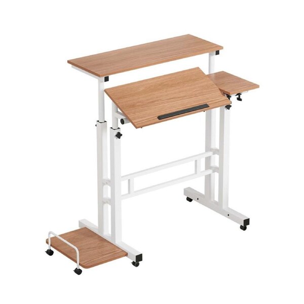 Artiss Laptop Desk Table Adjustable Dark Wood 80CM Light Wood