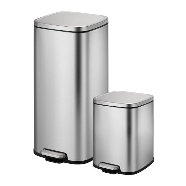 EKO Stainless Steel Kitchen Bathroom Rubbish Bin 1x 29L / 1x 6L Pedal Waste Bins