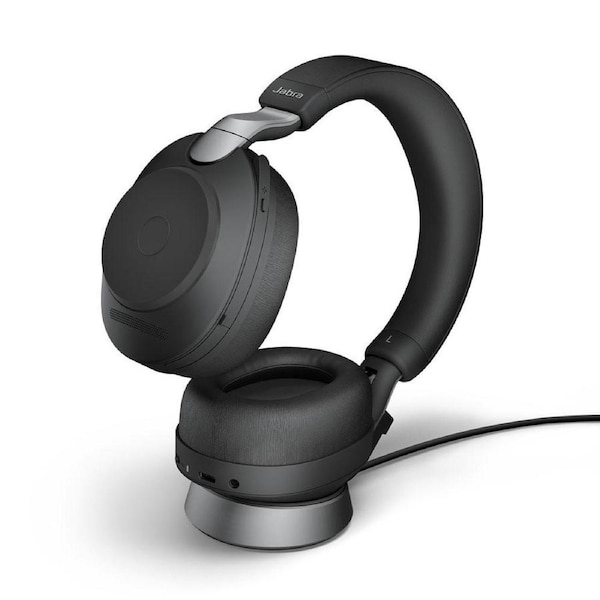 Jabra Evolve2 85 USB-A(Link380a) Stereo Bluetooth Headset, Optimised for UC, with charging stand(USB-A) - Black