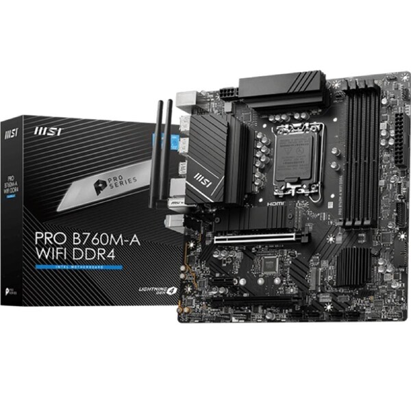 MSI PRO B760M-A WIFI DDR4 Mother Board DDR4 PCIe 5.0 M.2 2.5Gbps LAN USB 3.2