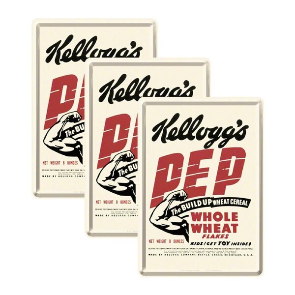 3PK Nostalgic Art Metal/Paper Mailing Postcard Kellogs Pep w/Envelope 10x14cm