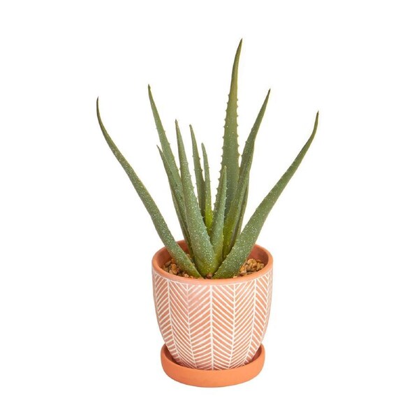 Cooper & Co. 40cm Decorative Artificial Aloe Vera Plant In Orange Ceramic Pot