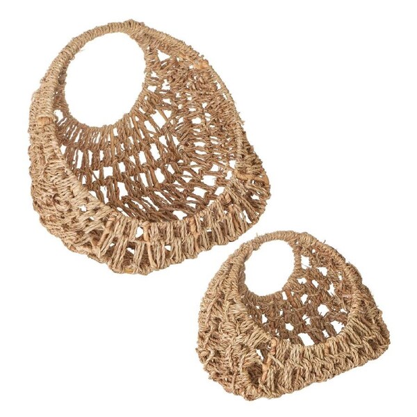 2pc Cooper & Co. Hart Wall Mounted Indoor Woven Fabric Plant Holder/Pot Set