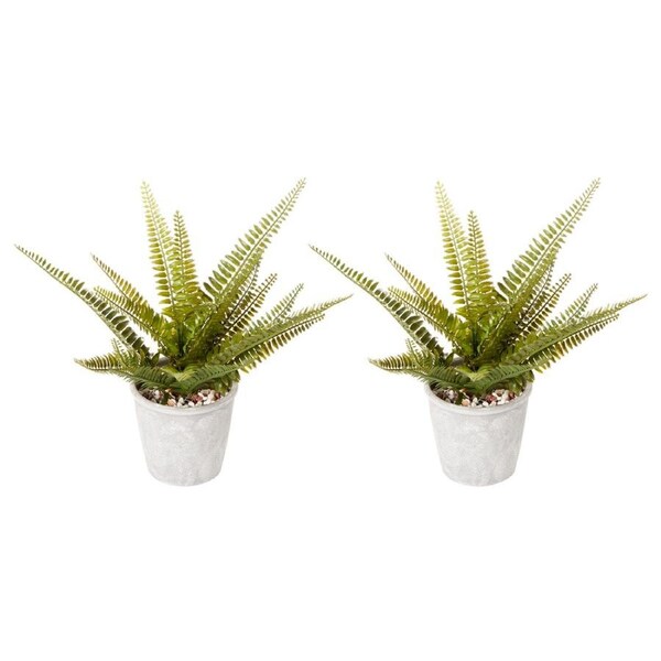2x Cooper & Co Boston Artificial Indoor Decorative Plant Leafy Fern Green 30 cm