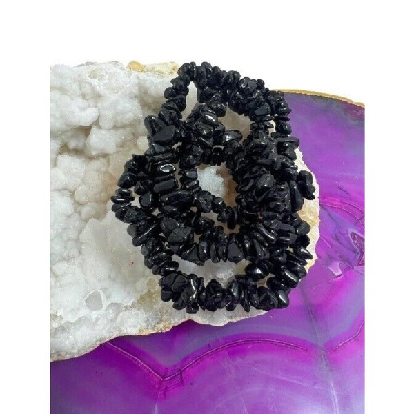 5x Smoky Quartz Crystal Chip Bracelet Set Natural Gemstone Determination Stone