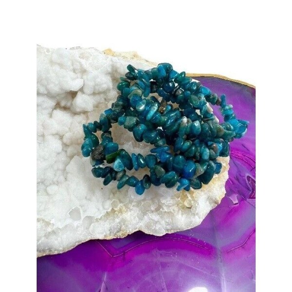 5x Apatite Crystal Chip Bracelet Set Natural Tumbled Gemstone