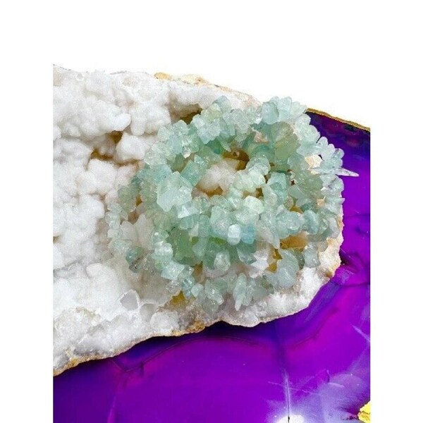 5x Aquamarine Crystal Chip Bracelet Natural Gemstone
