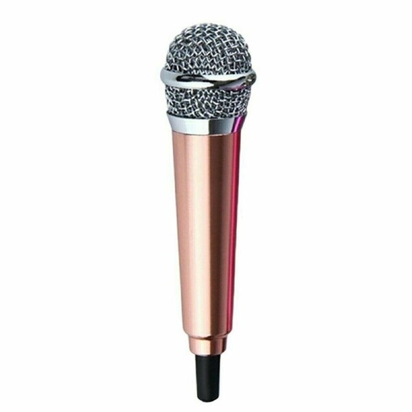 Mini Microphone Portable Vocal Instrument Mic for Mobile Phone Laptop -Rose Gold