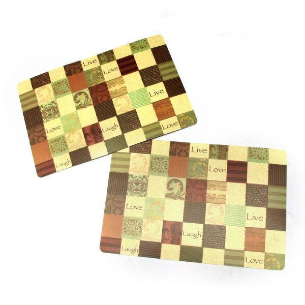 Set of 2 PVC Table Placemats Retro Checkered 30 x 46 cm