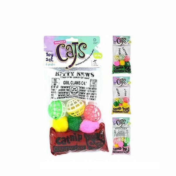 Pet Cat Play balls Toy Set W/Catnip Claws Cat Gifts Scratch Toy 8 Pcs