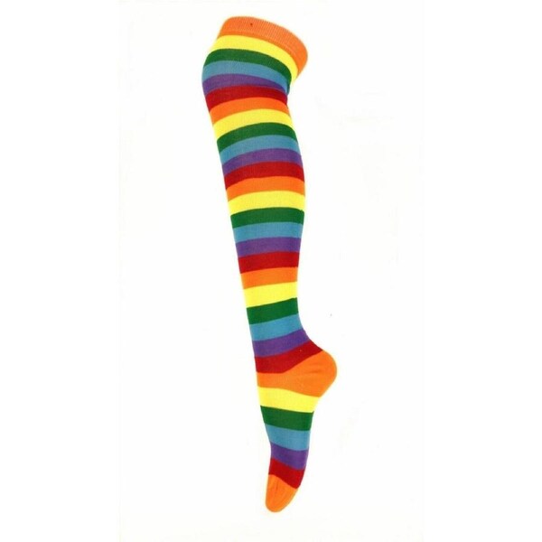 Over The Knee High Socks Striped Girls Women Cheerleader Stripe - Rainbow 2