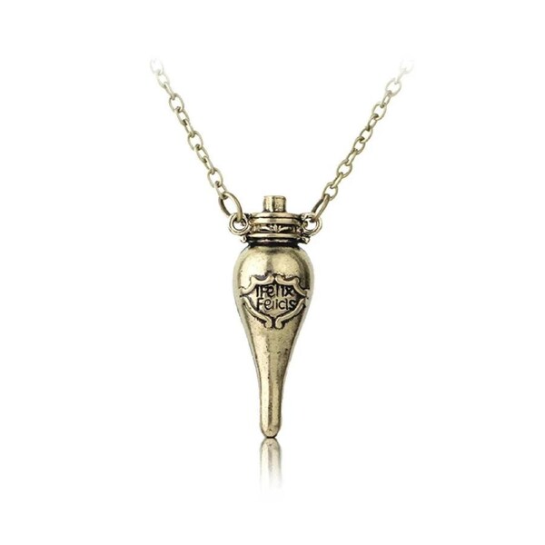 Harry Potter Magic Felix Felicis Potion Liquid Luck Vial Bottle Pendant - Gold