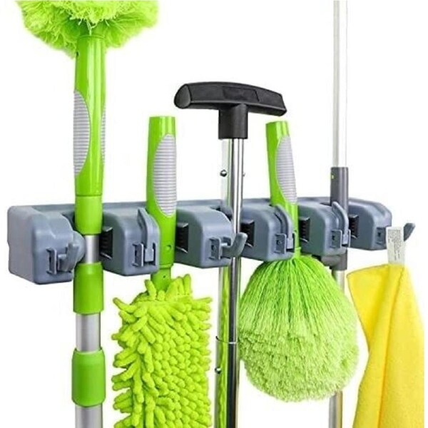 Broom Holder Wall Mount Organizer Mop Hanger Garden Kitchen Tool Hooks