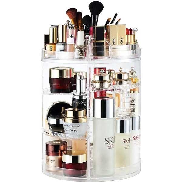 Makeup Organizer 360 Degree Rotating Adjustable Cosmetic Storage Display Clear