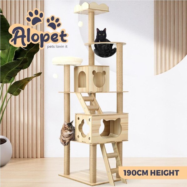Alopet Cat Tree Scratching Post Scratcher Tower Wood Condo House Bed Large 190CM