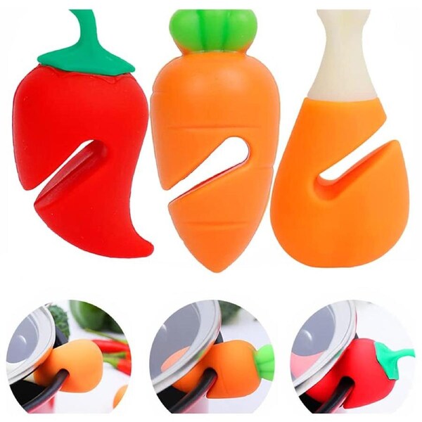 3 Pcs Pot Lid Holder Anti-Spill Rack Heat-Resistant Anti-Overflow Stoppers