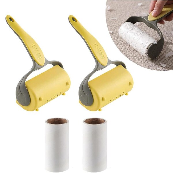 Lint Rollers with 2 Handles and 2 Sticky Refills Hair Remover for Clothes