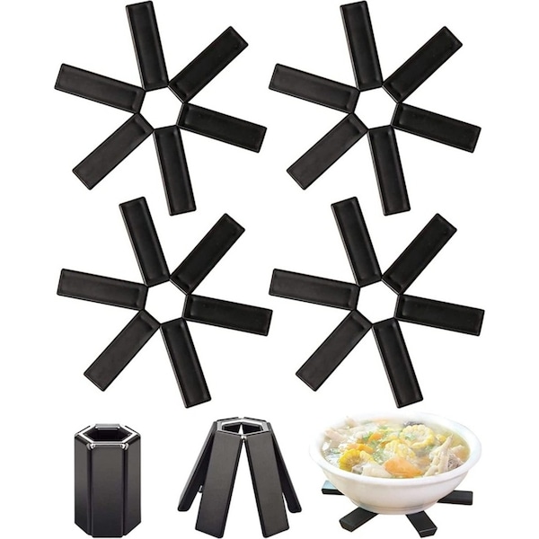 4PCS Folding Heat Insulation Pad Non-Slip Heat-Insulating Placemat Trivet Mats