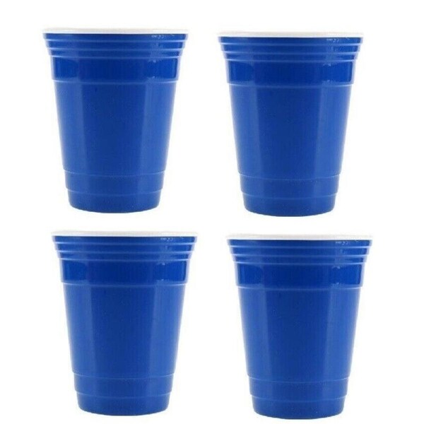 4x Cups Reusable Blue Lightweight High Quality Durable Party Picnic -500ml BLUE
