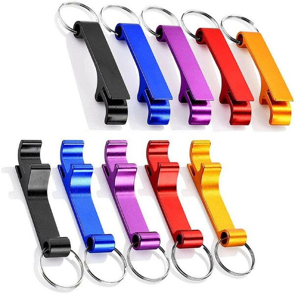 10pcs Bottle Opener Keyring Metal Beer Bar Tool Keychain Gifts Random Colour