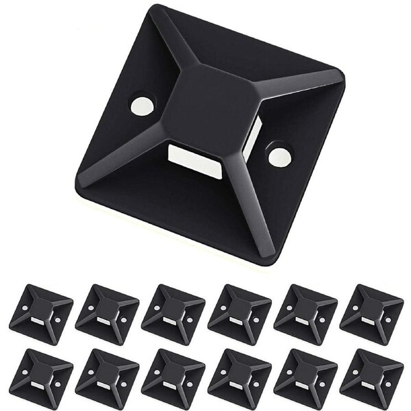 100pcs Self Adhesive Cable Wire Tie Mounts Base Clamps Clips Black 20*20MM