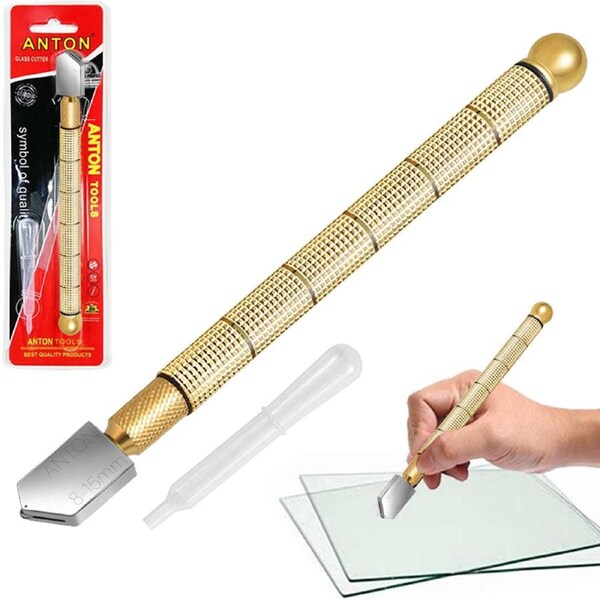 Glass Cutter Tool 8-15mm Pencil Style Oil Feed Carbide Tip Glazing Blade Pen