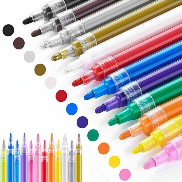 24pcs Acrylic Paint Pens For Rock Painting Stone Ceramic Glass Rock Markers