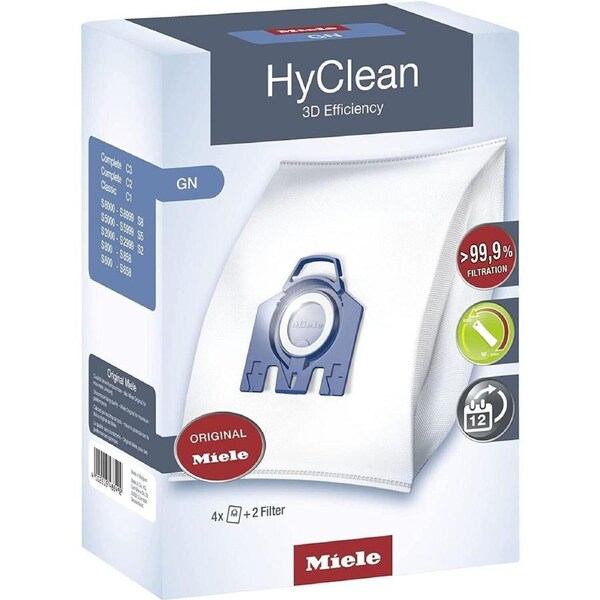Pack of 4 Efficiency GN Dustbags White Miele 09917730-Hyclean 3D