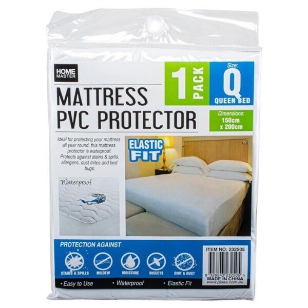 Queen Bed Mattress PVC Protector Cover Waterproof Fitted with Elastic 150x200cm