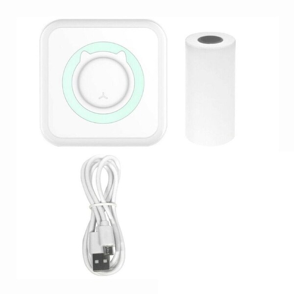 Mini Thermal Printer and Roll Paper - Green