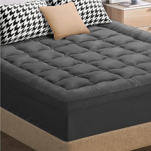 STARRY EUCALYPT Mattress Topper Pillowtop 1000gsm 7cm Charcoal Double