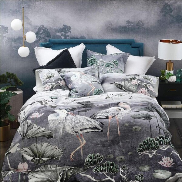 MM Linen Orient Daybreak Queen Bed 300 TC Cotton Sateen Quilt Cover Set 210cm