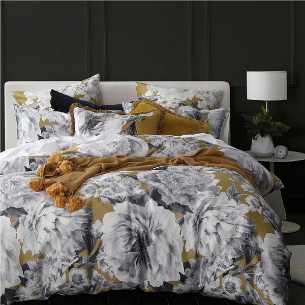 MM Linen Reine Queen Bed 300 TC Cotton Sateen Floral Quilt Cover Set 210x210cm