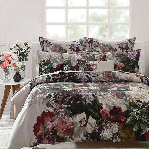 MM Linen Fiorella Super King Bed 300 TC Cotton Sateen Quilt Cover Set 270x240cm