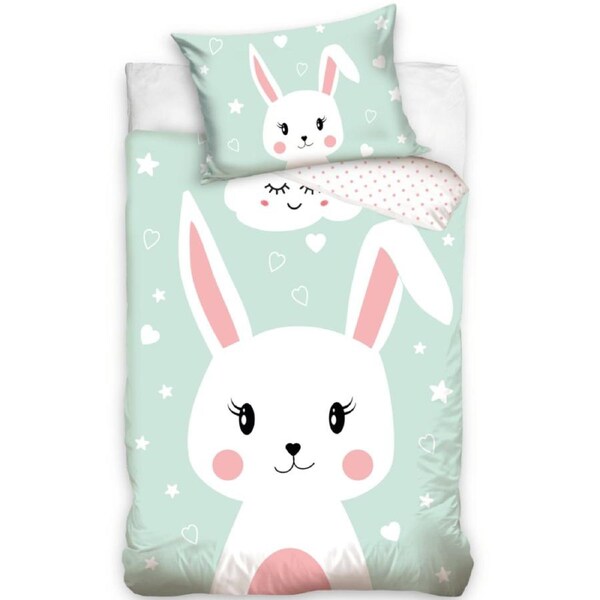 Babv Sweet Bunny Cotton Quilt Cover Set for Cot or Toddler Bed