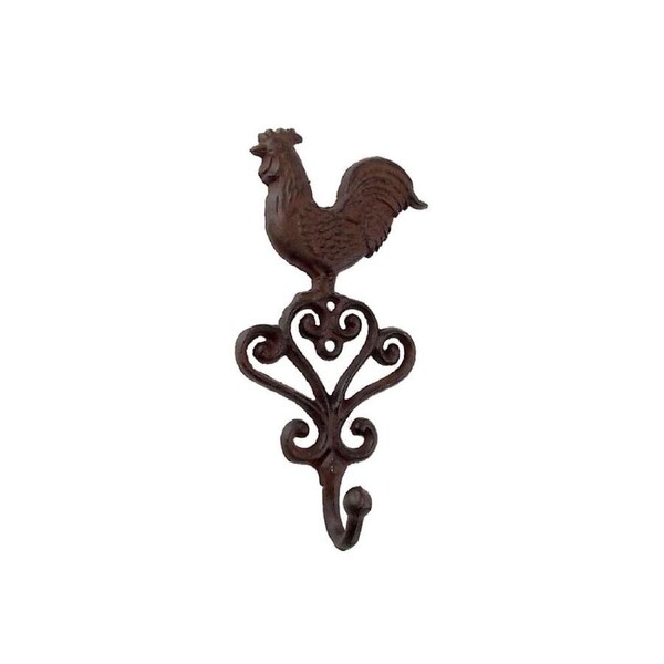 Mr Gecko Rooster Single Cast Iron Wall Hook Handcrafted Antique Rust