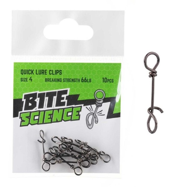 10 Pack of Size 4 Bite Science Quick Lure Clips - 66lb