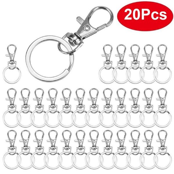 20pcs Swivel Lobster Clasp Clips Hook Alloy Key Ring Split Keychain Durable