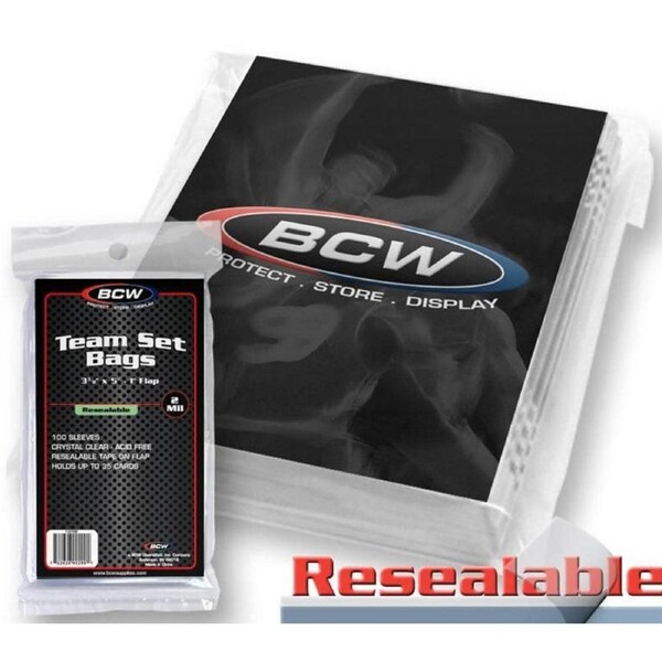 BCW Team Set Bags Resealable (3 3/8 x 5) (100 Bags Per Pack)