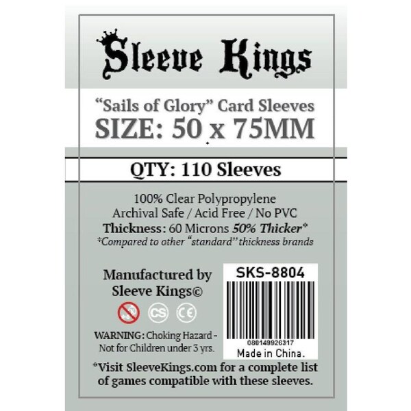 Sleeve Kings Board Game Sleeves Sails of Glory (50mm x 75mm) (110 Sleeves Per Pack)