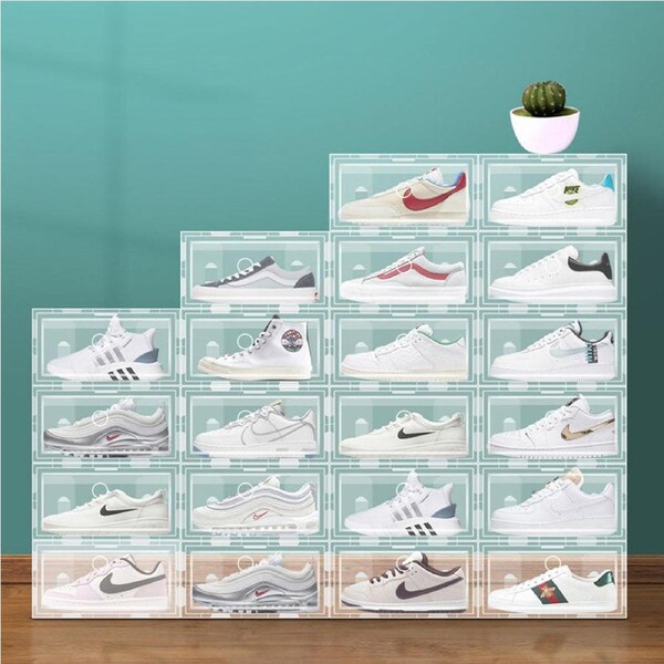 6 Packs Stackable Shoe Box Display Storage