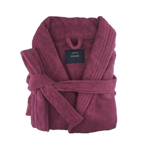 Small/Medium Egyptian Cotton Terry Toweling Bathrobe Burgundy