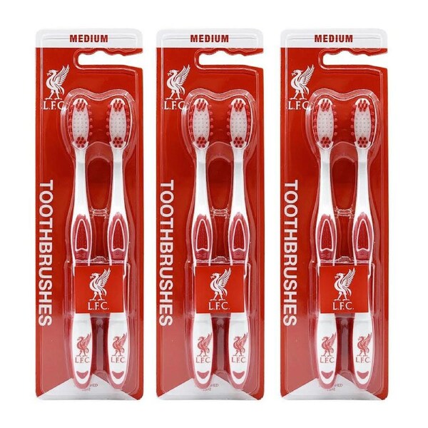 6pc EPL Liverpool F.C. Medium Bristle Toothbrush Dental Teeth Oral Care Hygiene