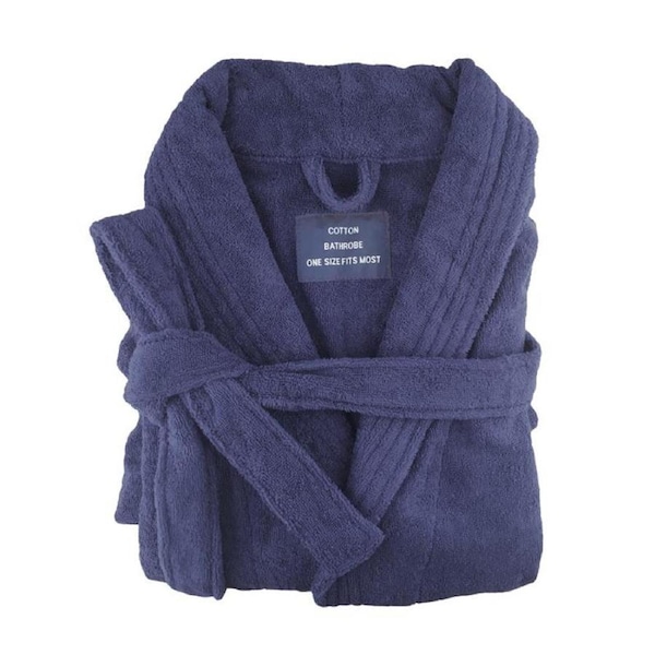 XLarge Size Egyptian Cotton Terry Toweling Bathrobe Navy