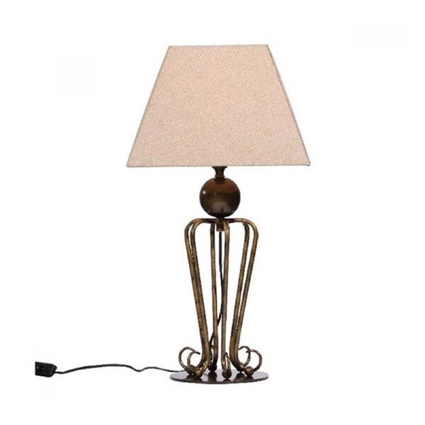 Fawkes Elegant Classic Modern Table Lamp Fabric Shade - Antique Brass.