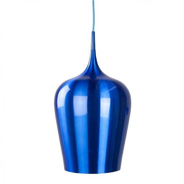 Ernani Metal Wine Glass Cord Drop Pendant Light Lamp High Gloss Finish- Blue.
