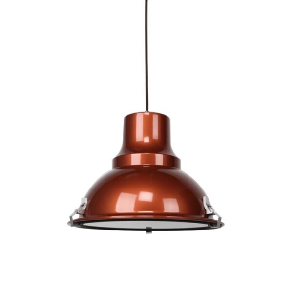 Aldous Industrial Classic Cord Drop Dome Pendant Light Lamp - Pearl Copper.